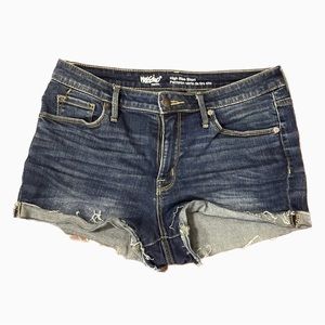 Mossimo Jean Shorts Cut Off Rolled Up 2 inch Stretchy Dark Blue Size 8 29R
